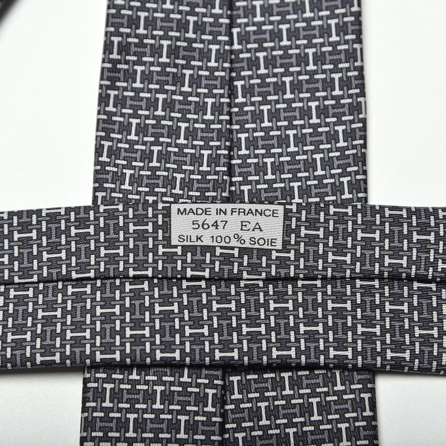 Hermes Silk Mens Dessus Dessous Tie Anthracite Gris Silex 4 of 4