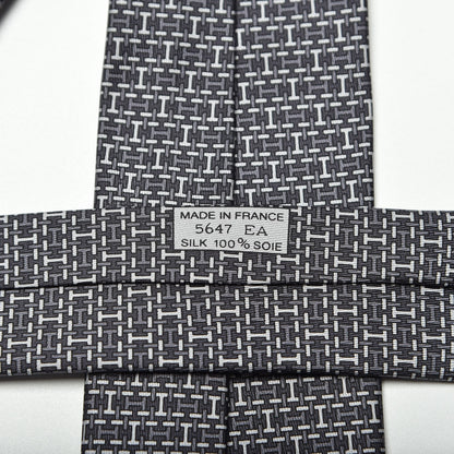 Hermes Silk Mens Dessus Dessous Tie Anthracite Gris Silex 4 of 4