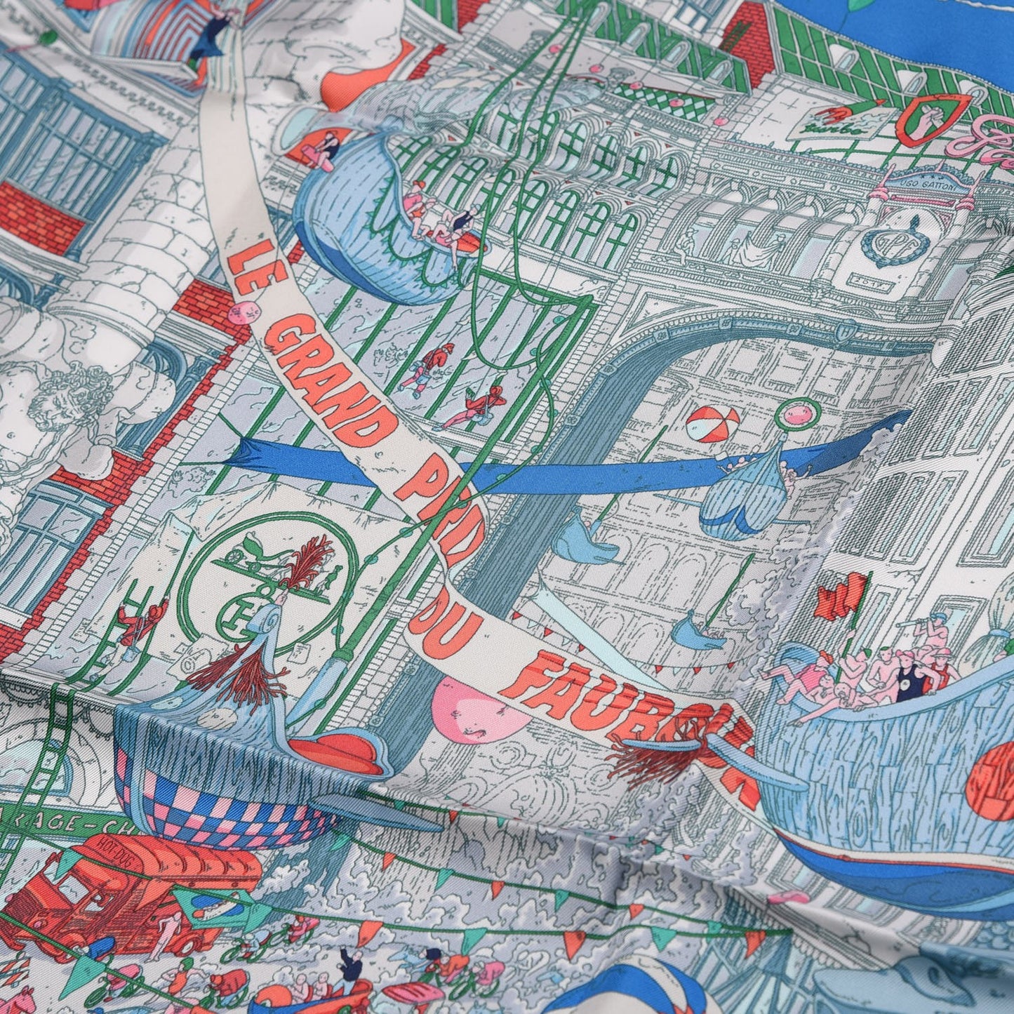 Silk Le Grand Prix Au Faubourg Scarf 90 Bleu Rose Menthol