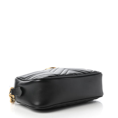 Gucci Calfskin Matelasse Small GG Marmont Chain Shoulder Bag Black 4 of 11