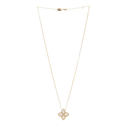 Roberto Coin 18K Yellow Gold Diamond Mother of Pearl Large Venetian Princess Flower Pendant Necklace 3 of 4
