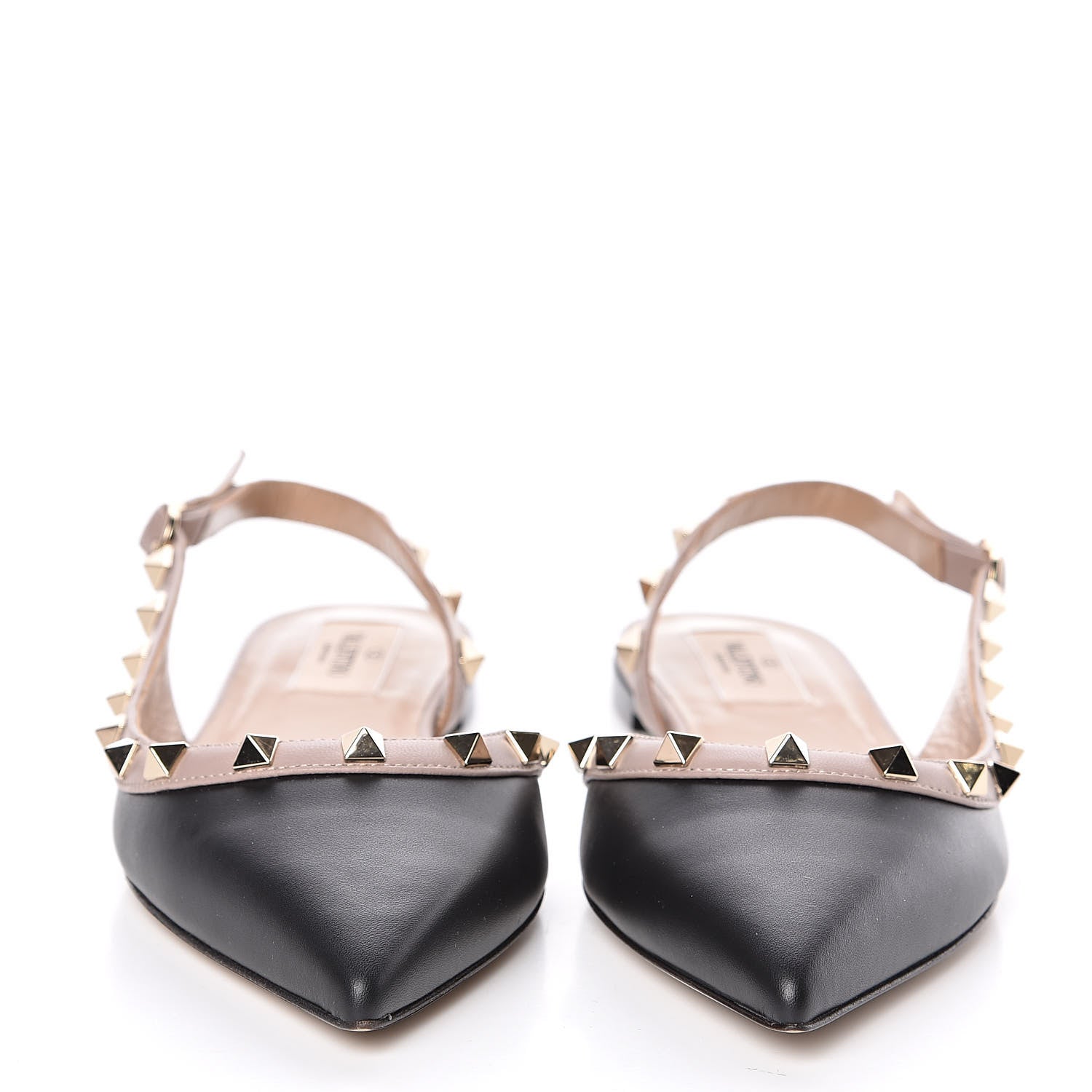Valentino Garavani Nappa Rockstud Slingback Flats 37 Black Poudre 2 of 10
