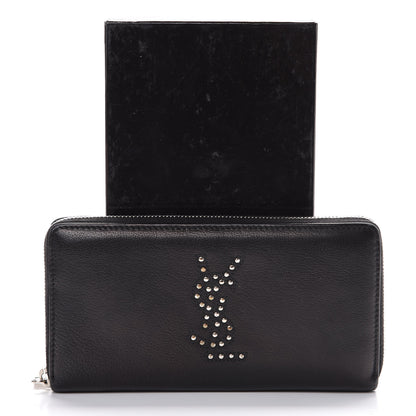 Saint Laurent Calfskin Studded Belle de Jour Zip Around Wallet Black 8 of 8