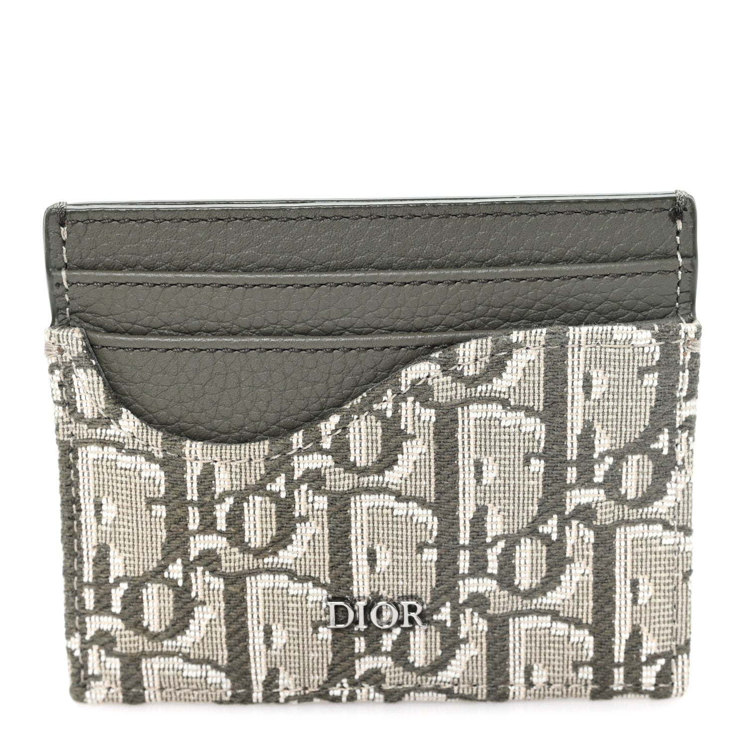 Christian Dior Oblique Grained Calfskin Marquetry Saddle Card Holder Green 1 of 7