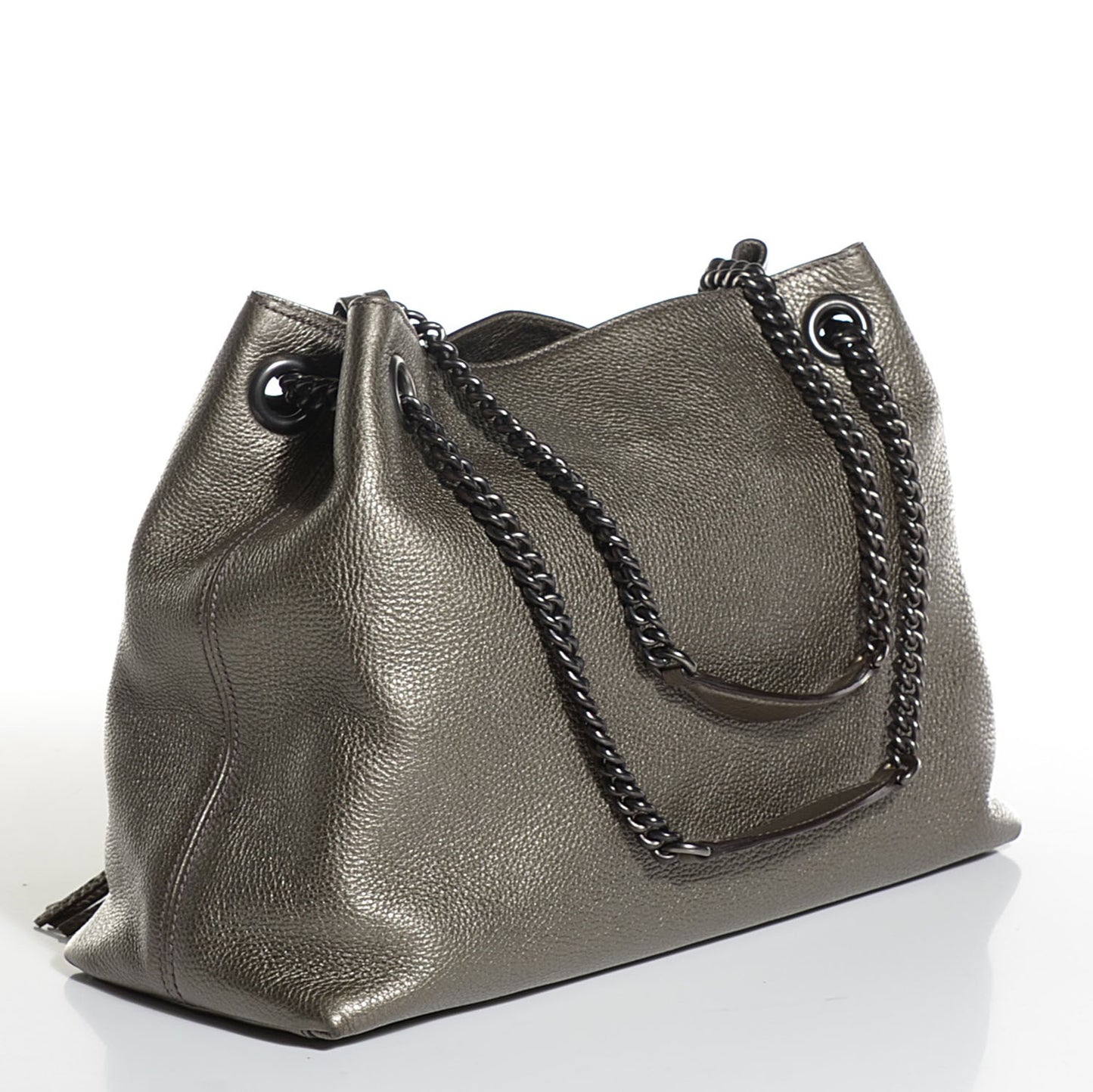 Metallic Pebbled Calfskin Medium Soho Chain Shoulder Bag Sasso