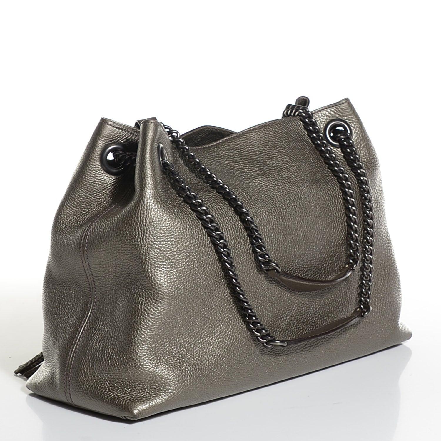 Gucci Metallic Pebbled Calfskin Medium Soho Chain Shoulder Bag Sasso 3 of 7