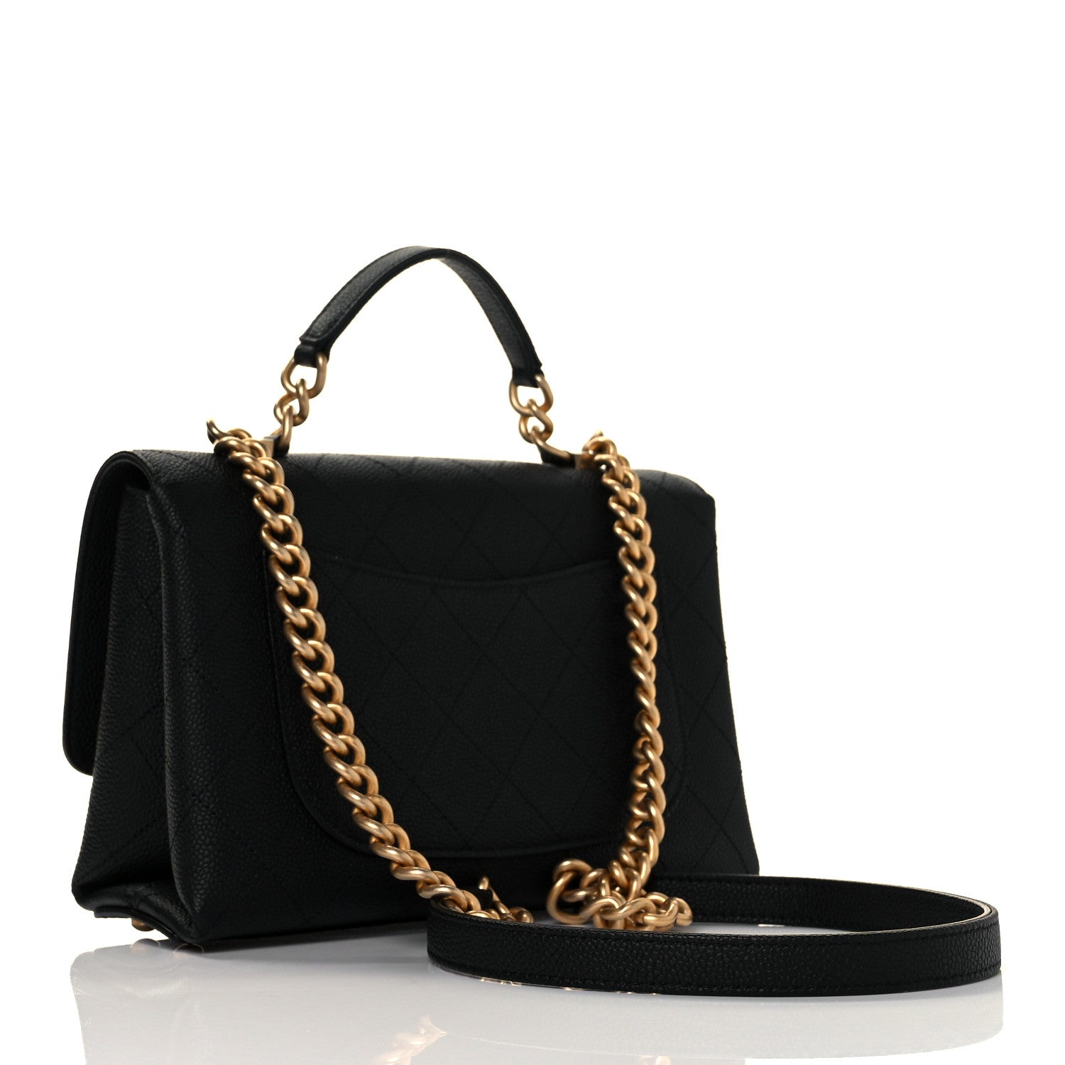 Chanel Grained Calfskin Small Stitched Flap Black 3 of 10