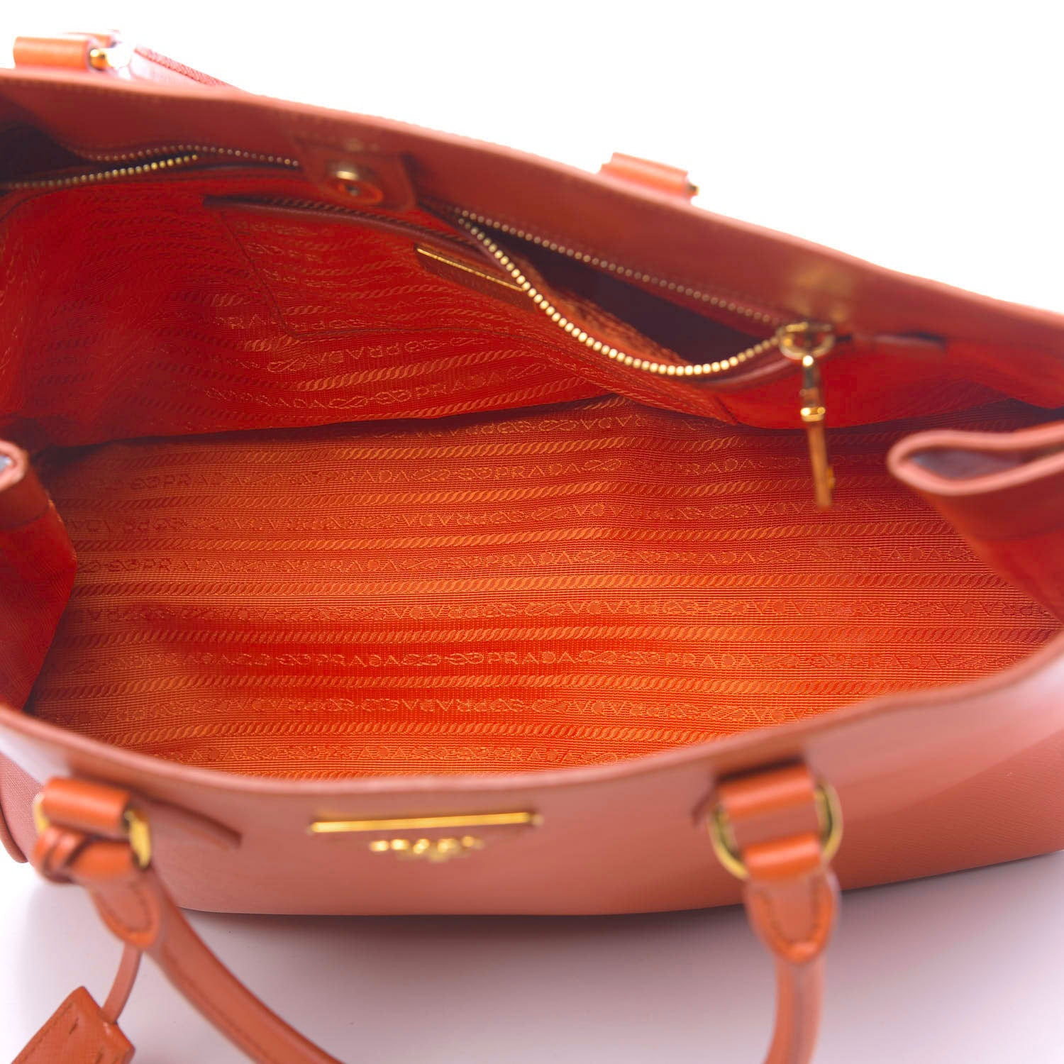 Prada Saffiano Lux Large Tote Papaya 5 of 17