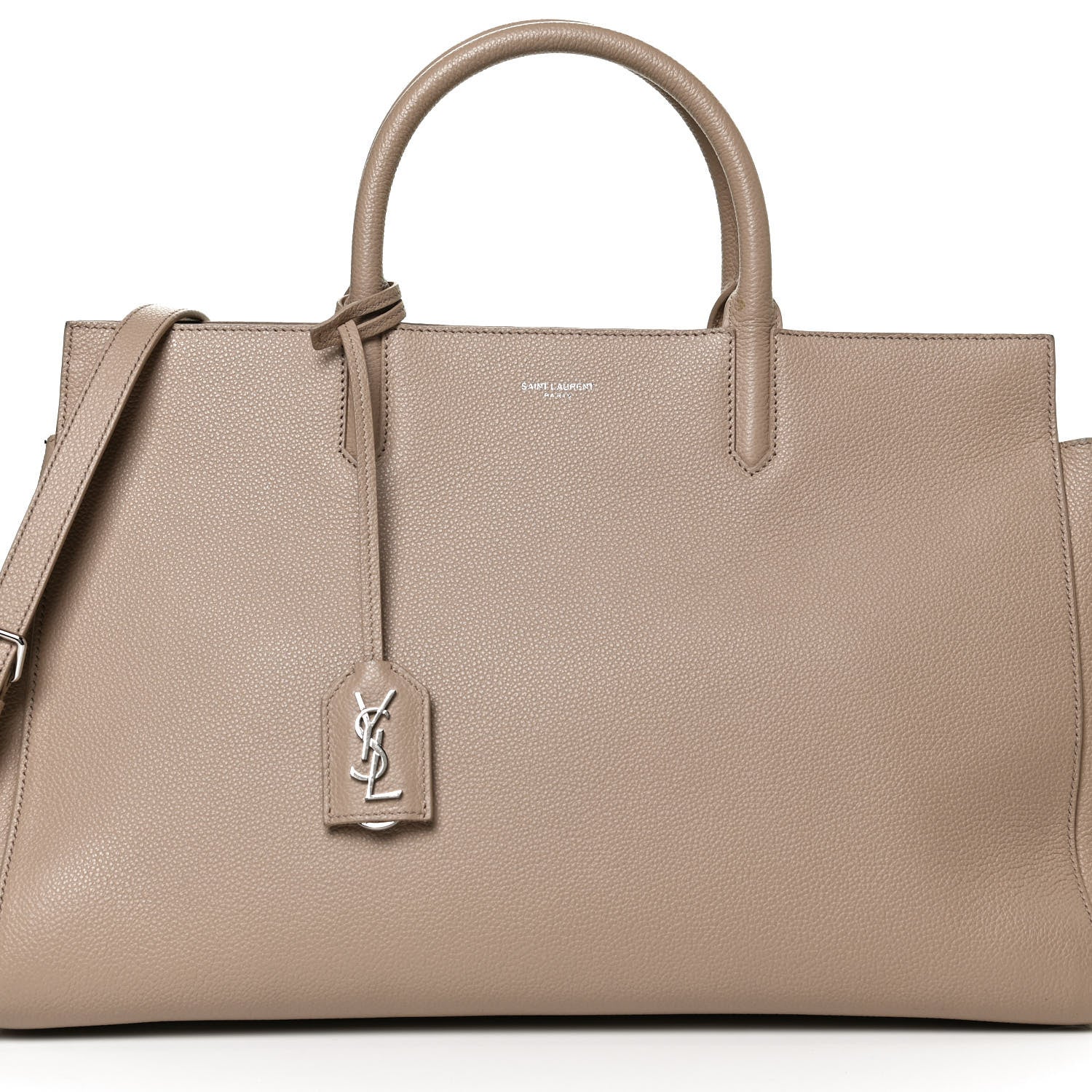 Saint Laurent Calfskin Medium Rive Gauche Cabas Dark Beige 8 of 12