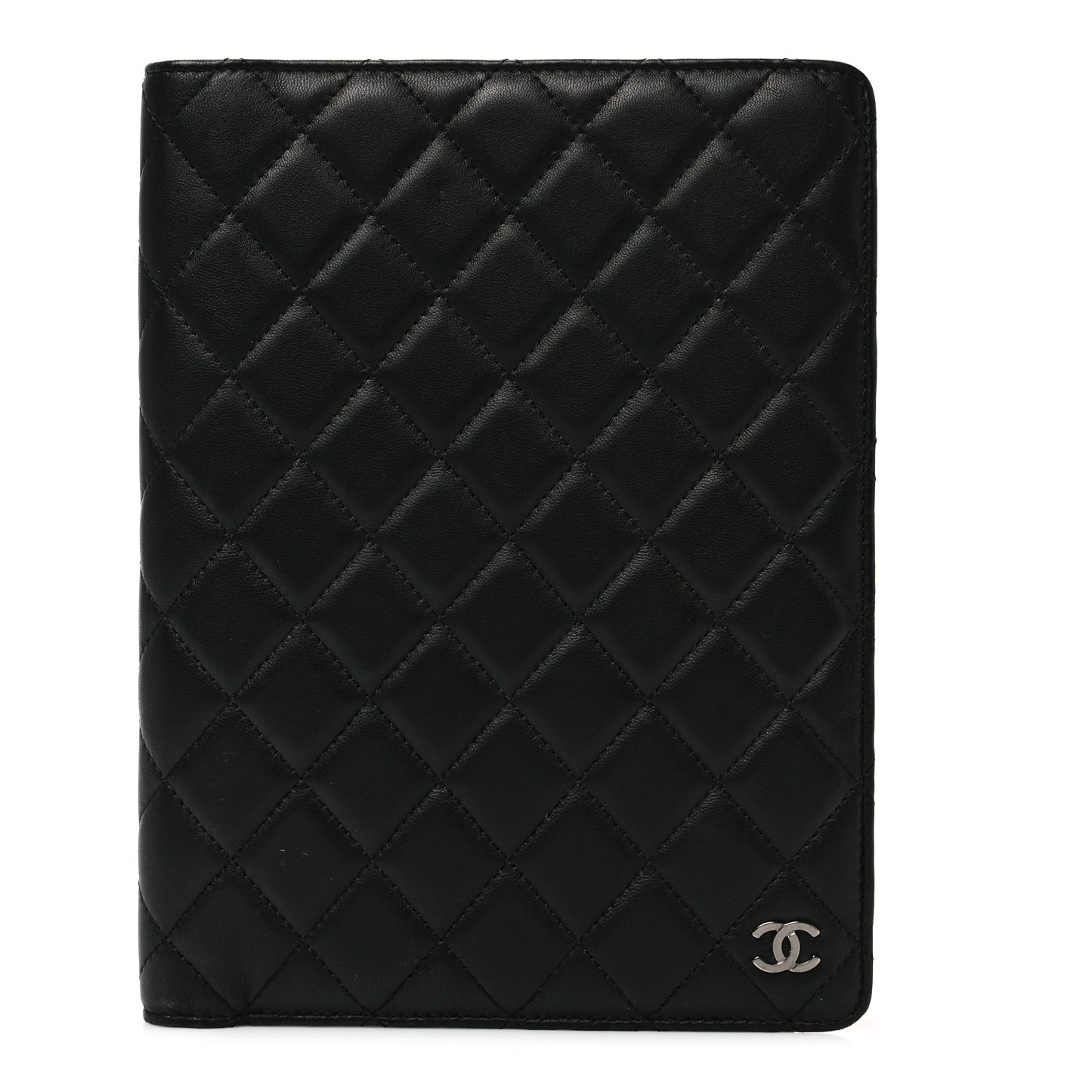 Lambskin Quilted Large Agenda Cover Black