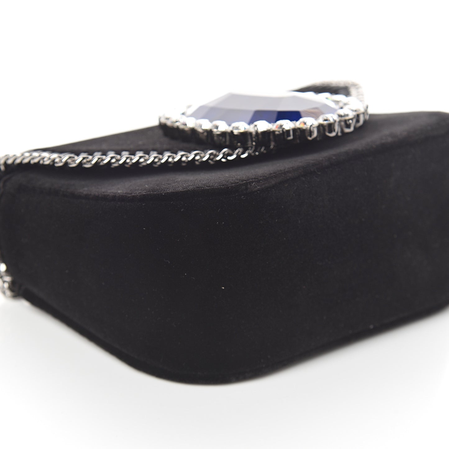 Velvet Crystal Princess Diana Falabella Box Shoulder Bag Black