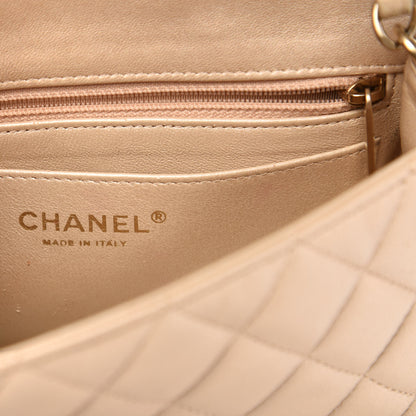 Chanel Metallic Lambskin Quilted Mini Rectangular Flap Beige 6 of 14