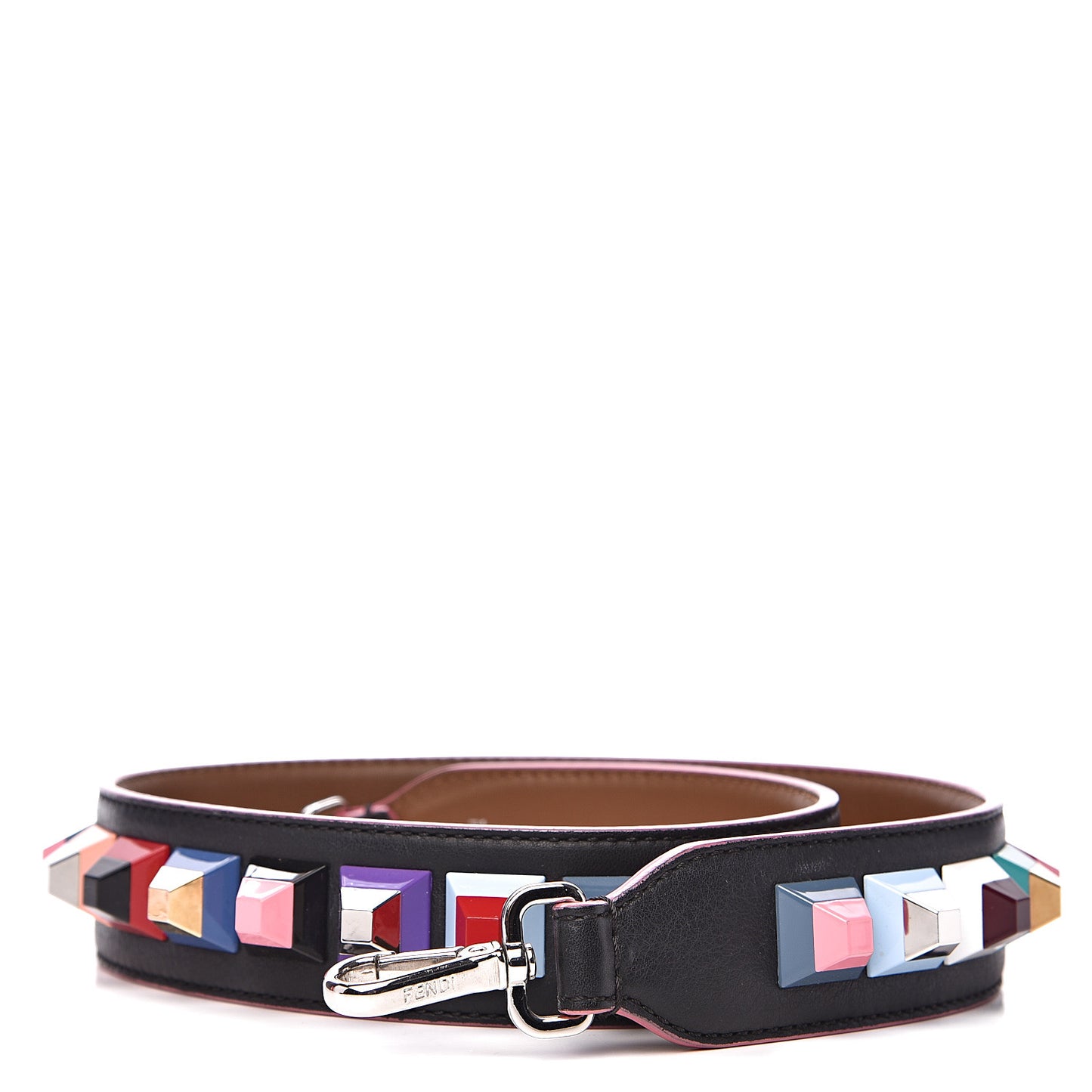 Vitello Dolce Plexiglass Bi-Color Studded Strap You Black Brownie Multicolor