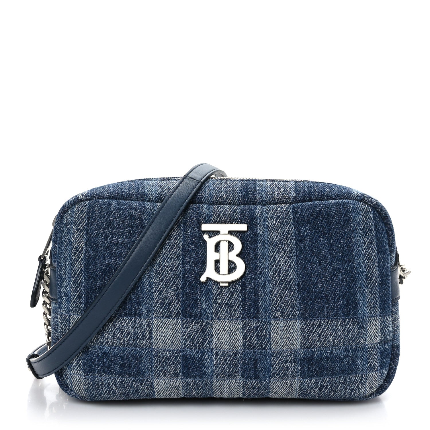 Burberry Calfskin Demin Check Small Lola Camera Bag Navy 1 of 7