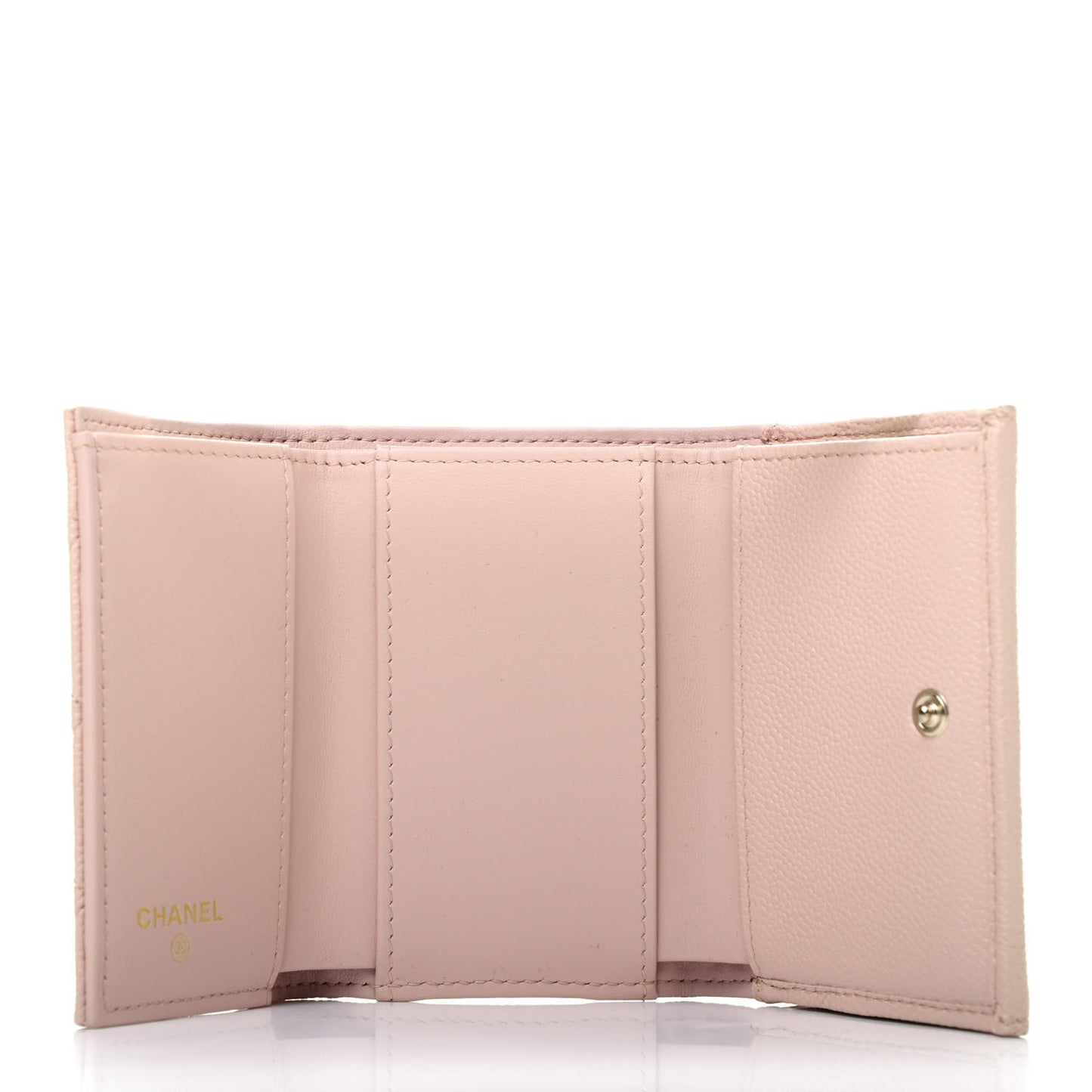 Caviar Quilted Double Flap Wallet Light Pink