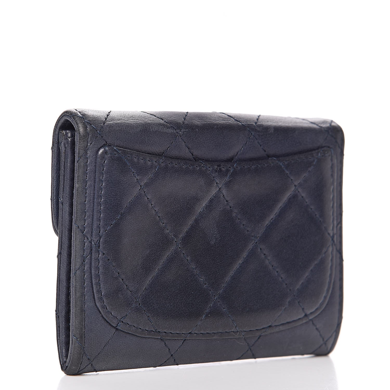 Chanel Lambskin Quilted Flap Card Holder Wallet Navy 3 of 13