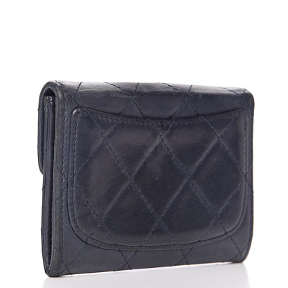 Chanel Lambskin Quilted Flap Card Holder Wallet Navy 3 of 13
