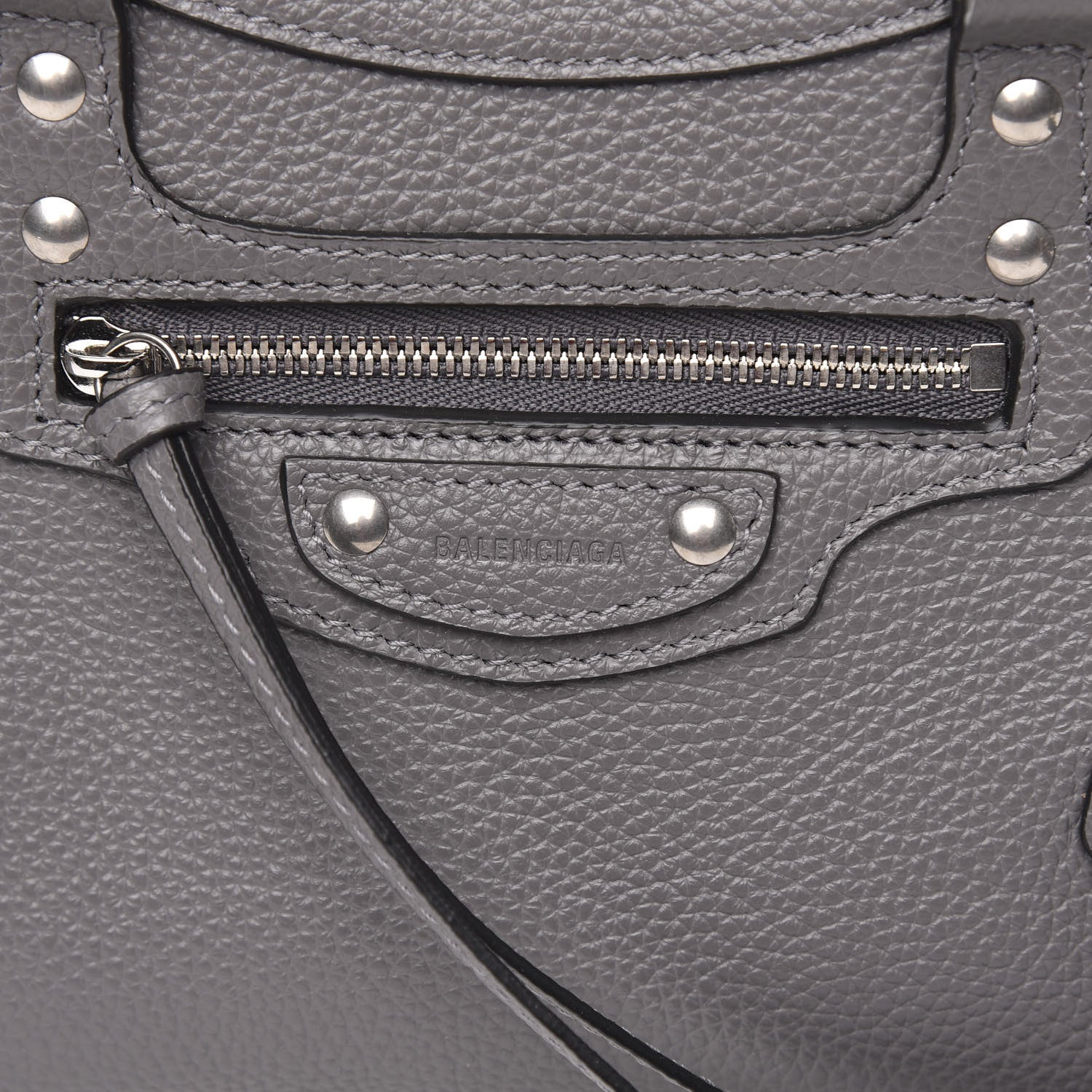 Balenciaga Grained Calfskin Neo Classic Silver Hardware Mini City Dark Grey 8 of 11