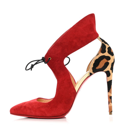 Christian Louboutin Veau Velours Pony Hair Ferme Rouge 100 Pumps 38.5 Rougissime 2 of 11