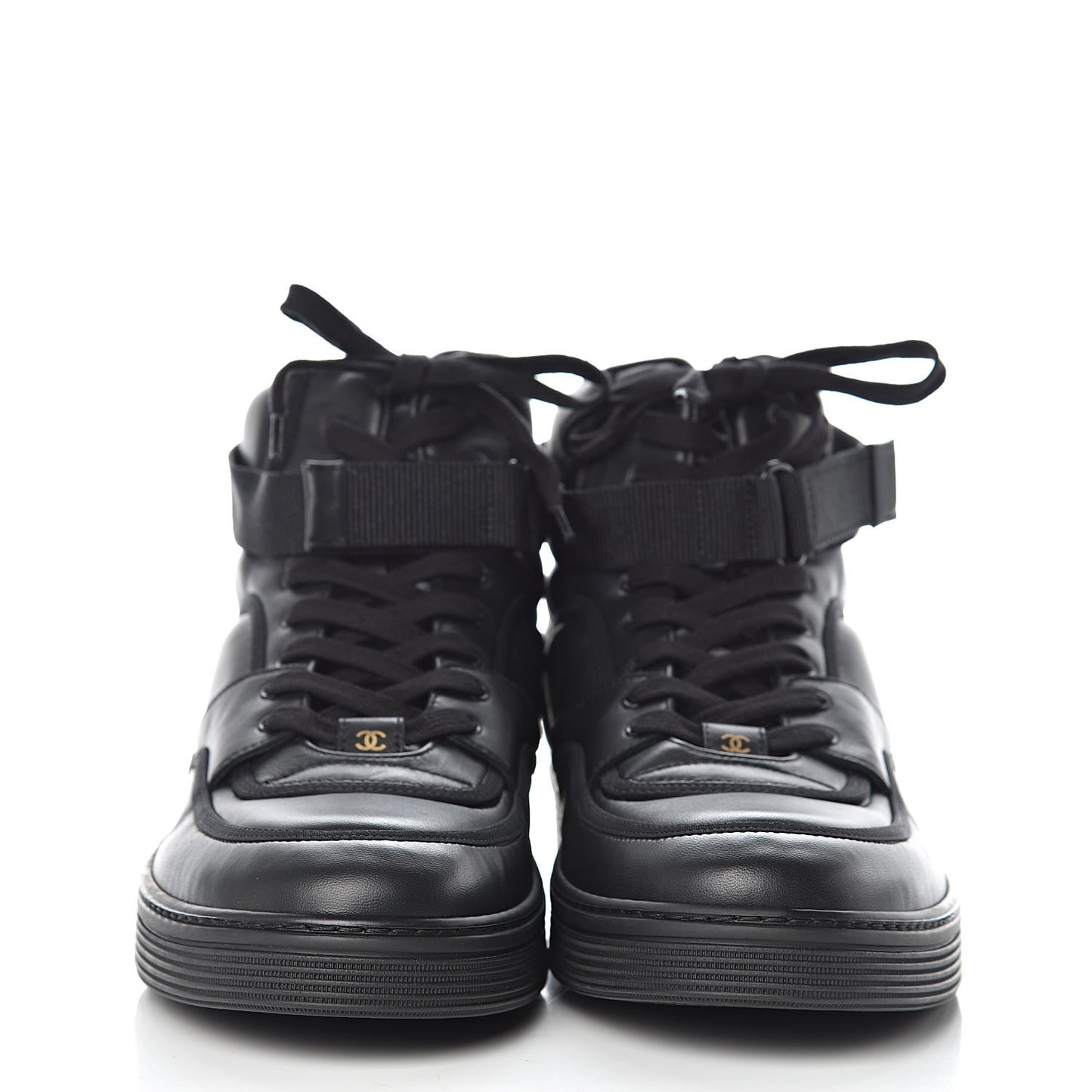 Lambskin Mens Logo High Top Sneakers 46 Black