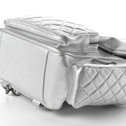 Chanel Metallic Grained Calfskin Quilted Large Casual Rock Backpack Silver 6 of 9