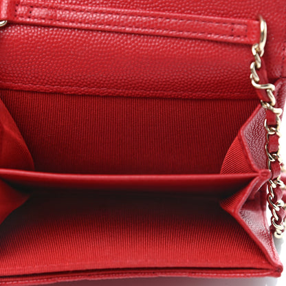 Chanel Caviar Quilted Flap Card Holder On Chain Red 4 of 6