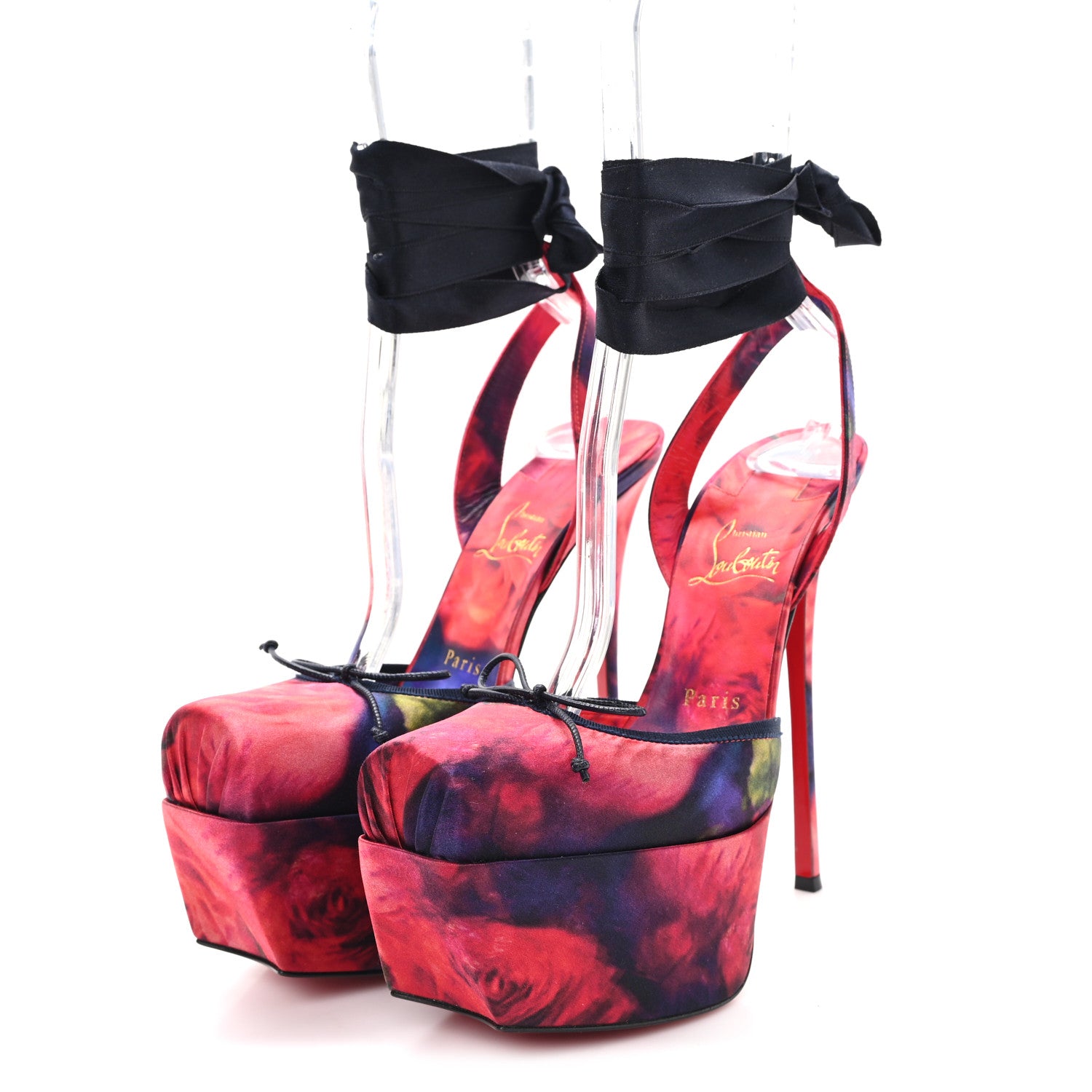 Christian Louboutin Crepe Satin Rose Cassia Platform Lace Up 160 Pumps 39 Multicolor 4 of 8