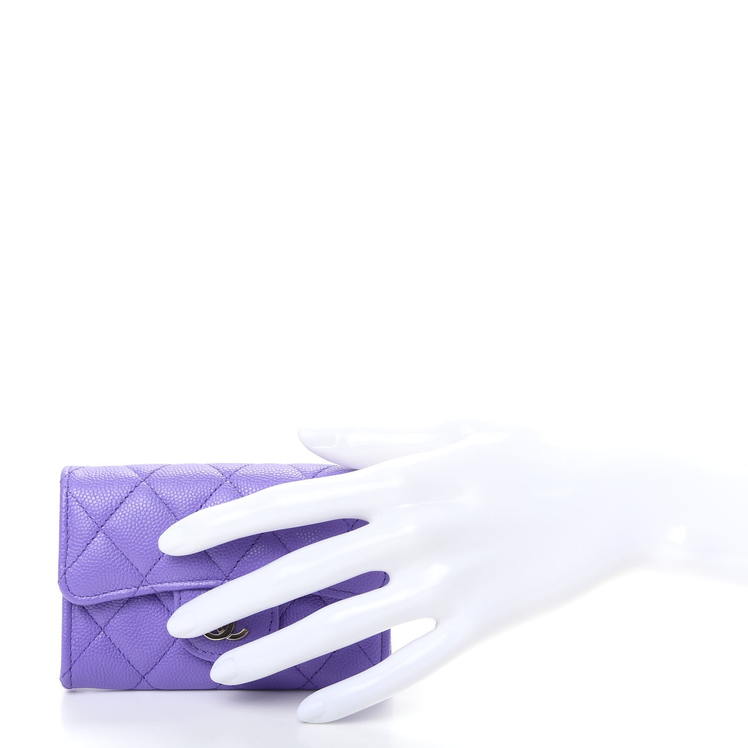 Chanel Caviar Quilted Flap Card Holder Wallet Purple 2 of 9