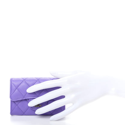 Chanel Caviar Quilted Flap Card Holder Wallet Purple 2 of 9