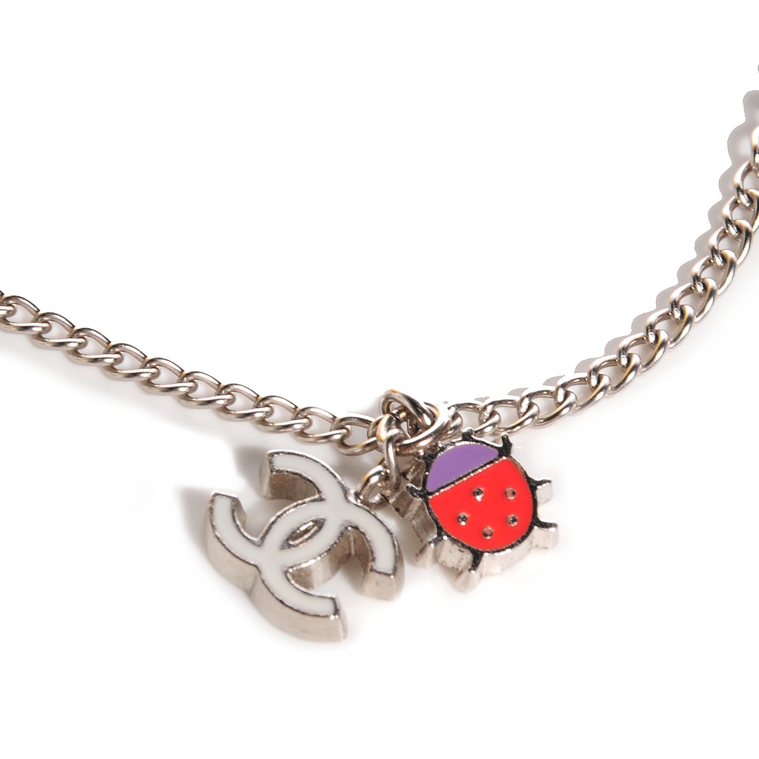 Chanel Enamel Ladybug CC Charm Bracelet Silver 4 of 5