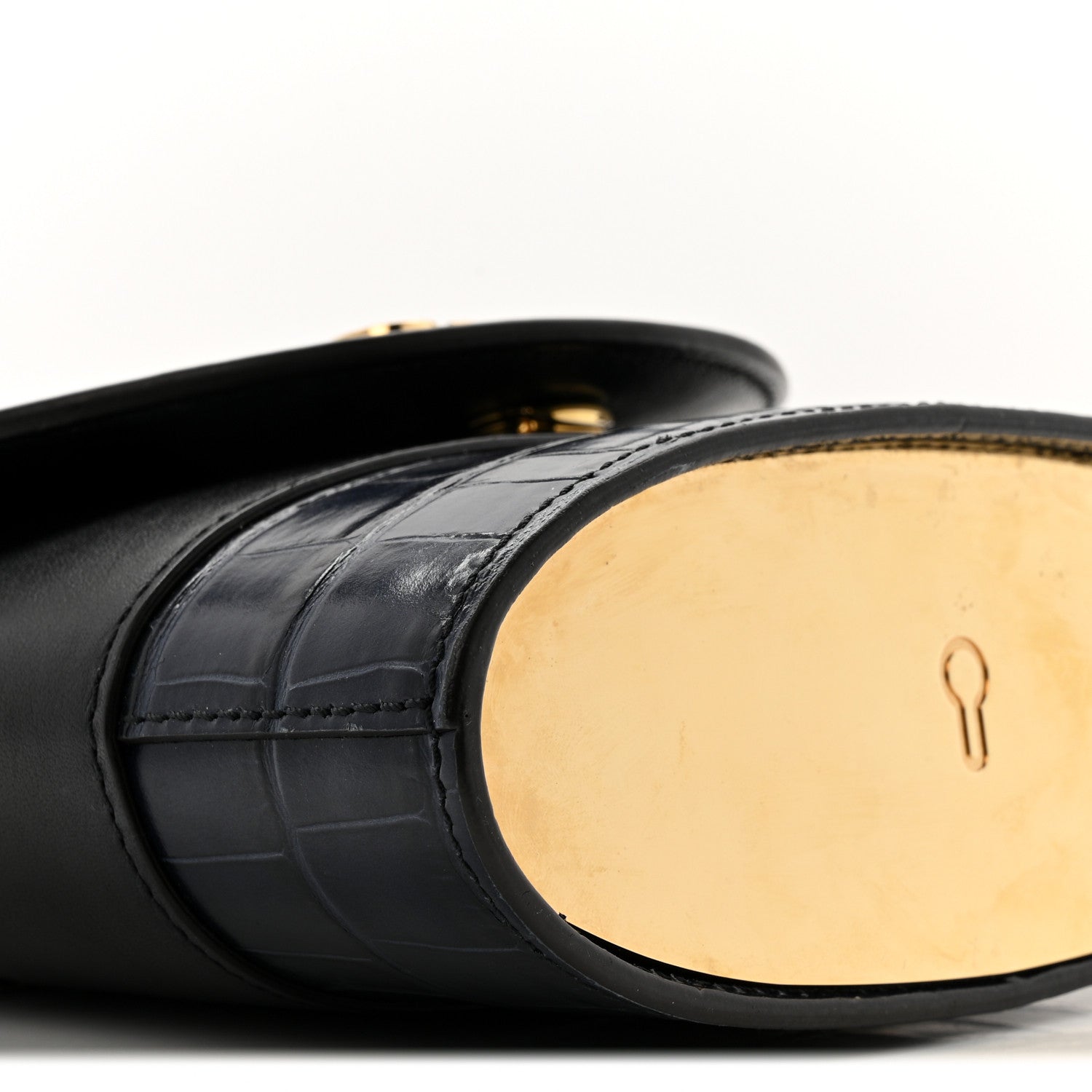 Chloe Calfskin Crocodile Embossed Small Aby Lock Full Blue 9 of 14