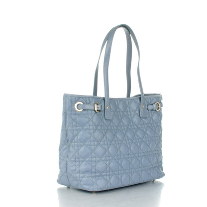 Christian Dior Coated Canvas Cannage Small Panarea Tote Blue Jean 3 of 7