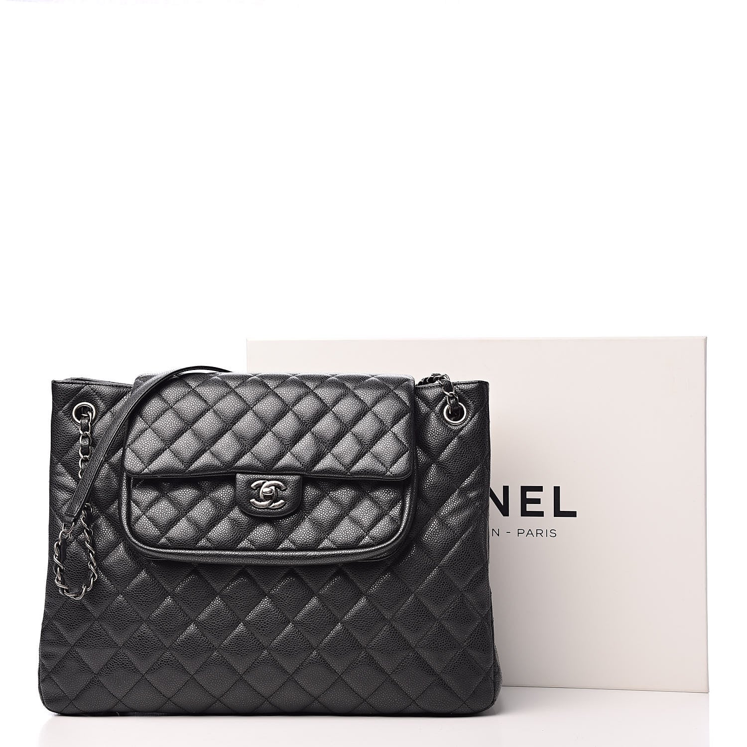 Chanel Caviar Quilted Flap Tote Dark Grey 11 of 11