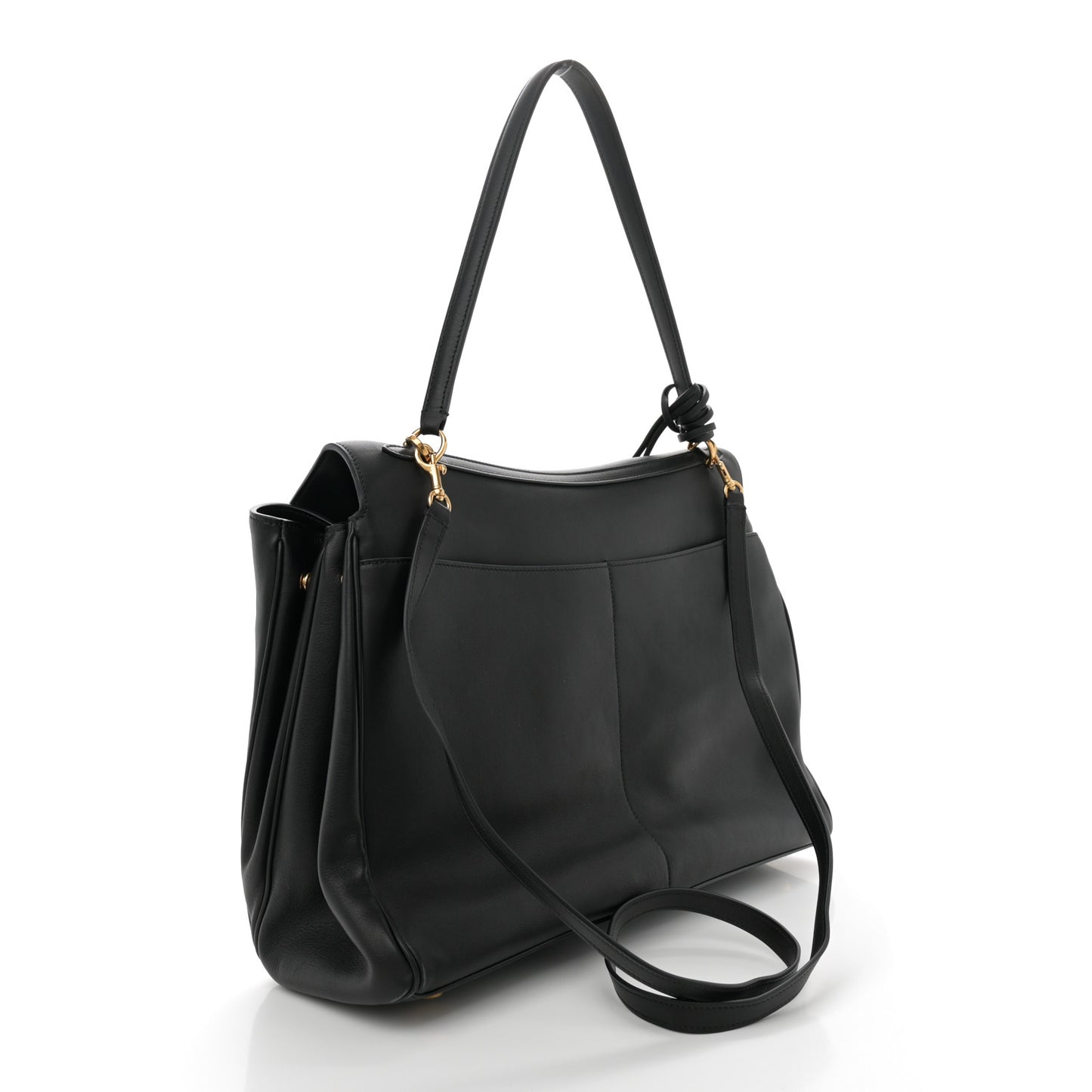 Smooth Calfskin Large Rodeo Top Handle Handbag Black