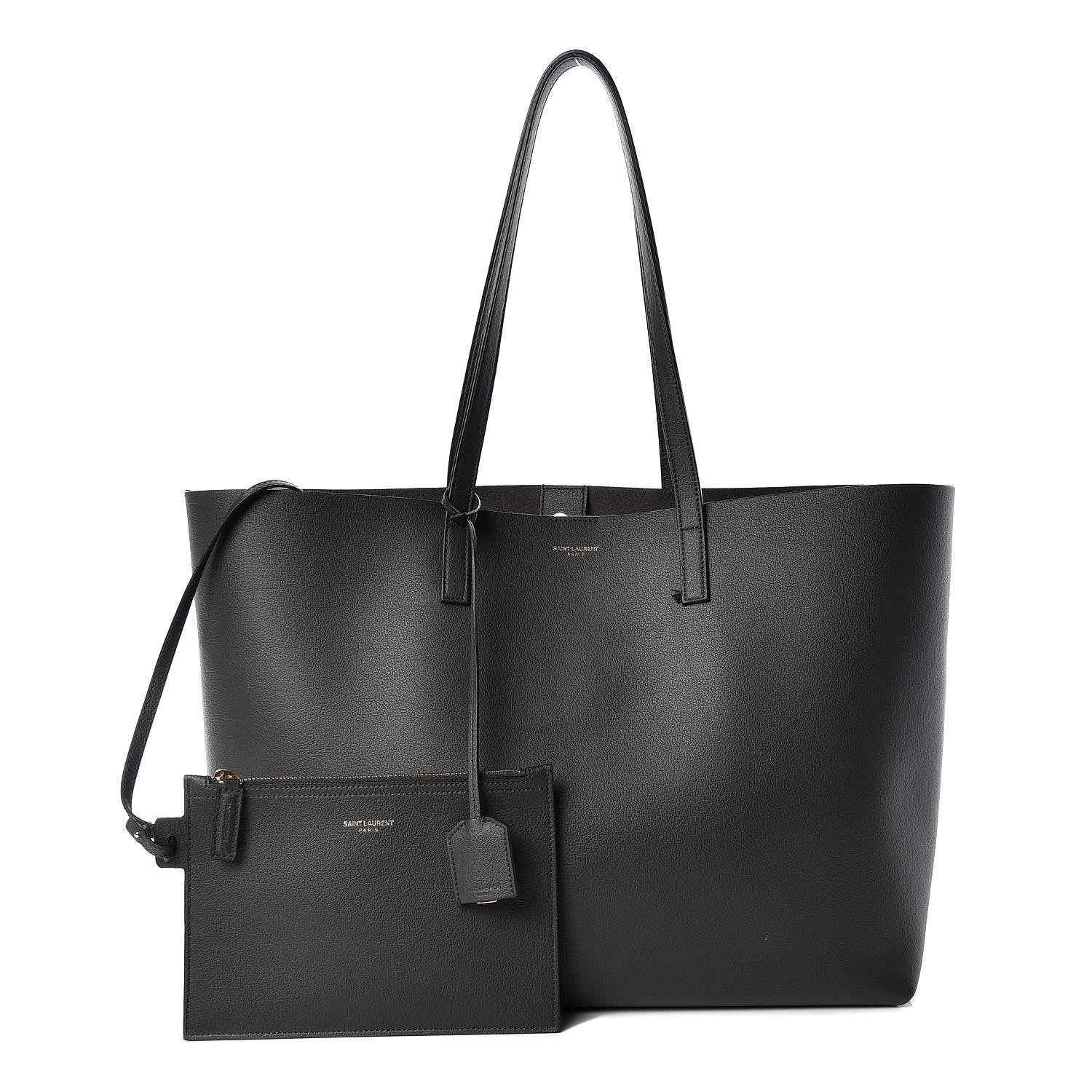 Saint Laurent Calfskin Large Shopping Tote Coal 1 of 13