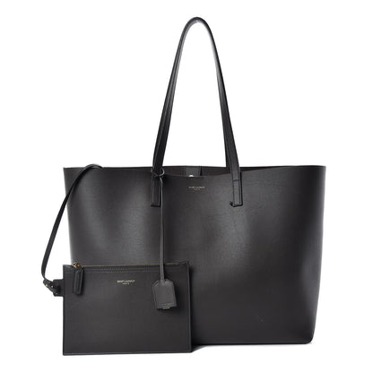 Saint Laurent Calfskin Large Shopping Tote Coal 1 of 13
