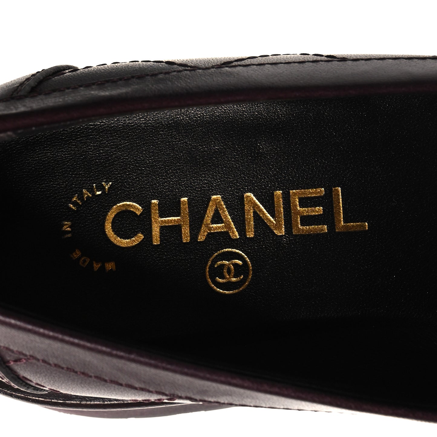 Calfskin Quilted CC Mocassin Loafers 37 Dark Purple
