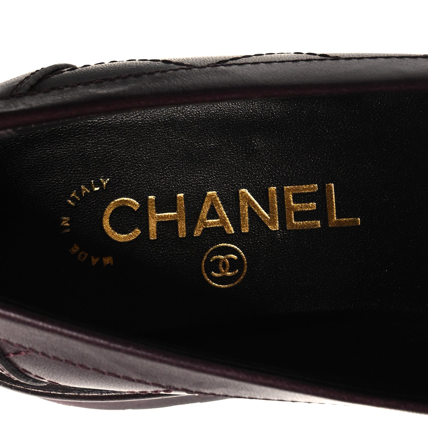 Chanel Calfskin Quilted CC Mocassin Loafers 37 Dark Purple 8 of 9