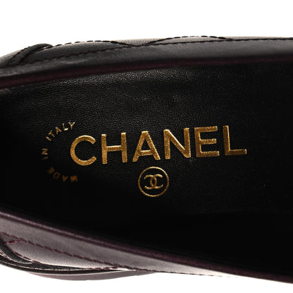 Chanel Calfskin Quilted CC Mocassin Loafers 37 Dark Purple 8 of 9