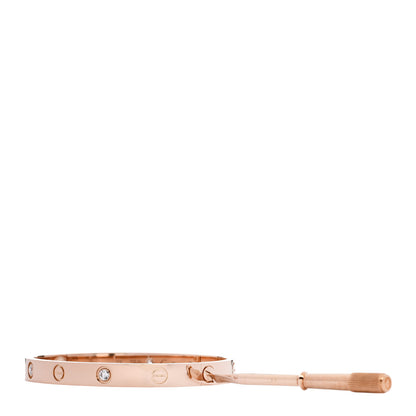 Cartier 18K Pink Gold 4 Diamond LOVE Bracelet 17 3 of 8