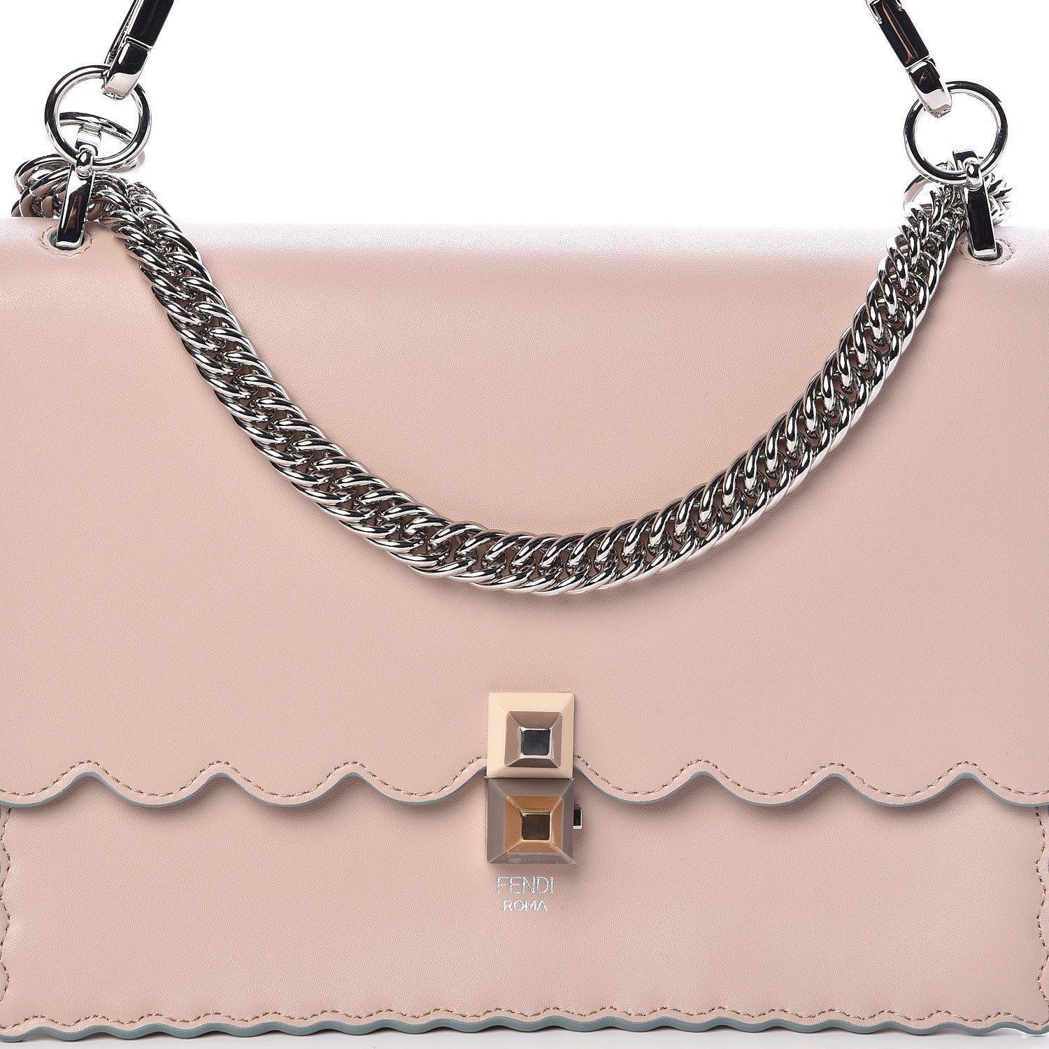 Fendi Vitello Liberty Scalloped Studded Kan I Shoulder Bag Soap 10 of 10