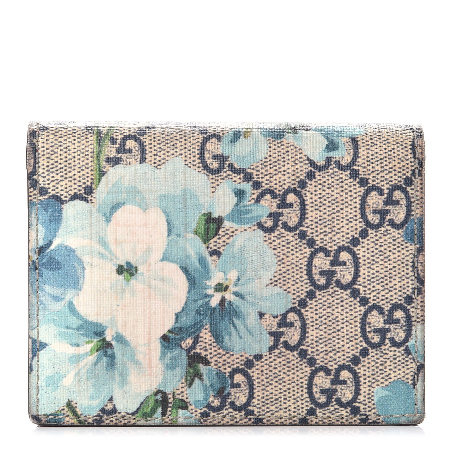 Gucci GG Supreme Monogram Blooms Card Case Beige Blue Navy Hibiscus Red 1 of 7