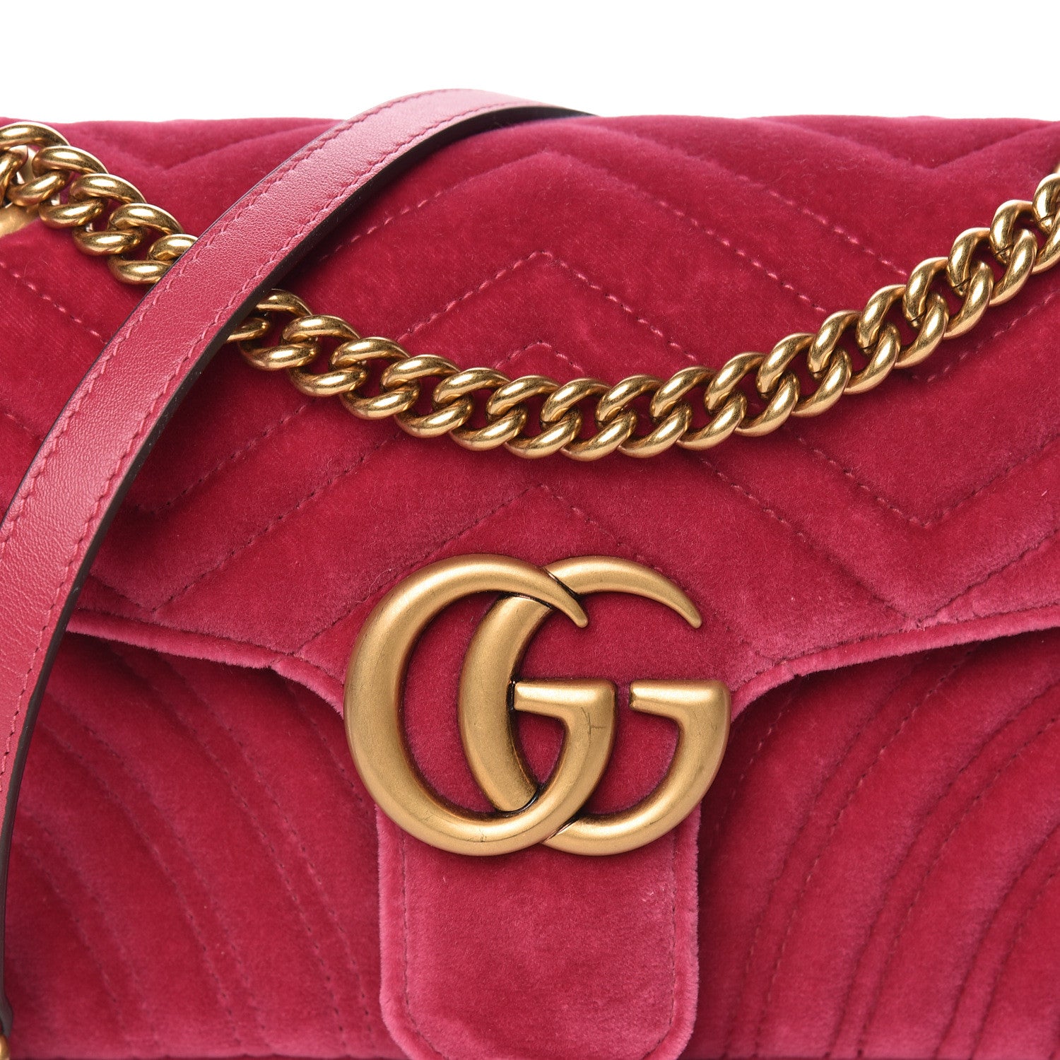 Gucci Velvet Matelasse Small GG Marmont Shoulder Bag Light Raspberry Rose 10 of 10