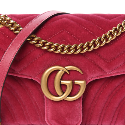 Gucci Velvet Matelasse Small GG Marmont Shoulder Bag Light Raspberry Rose 10 of 10