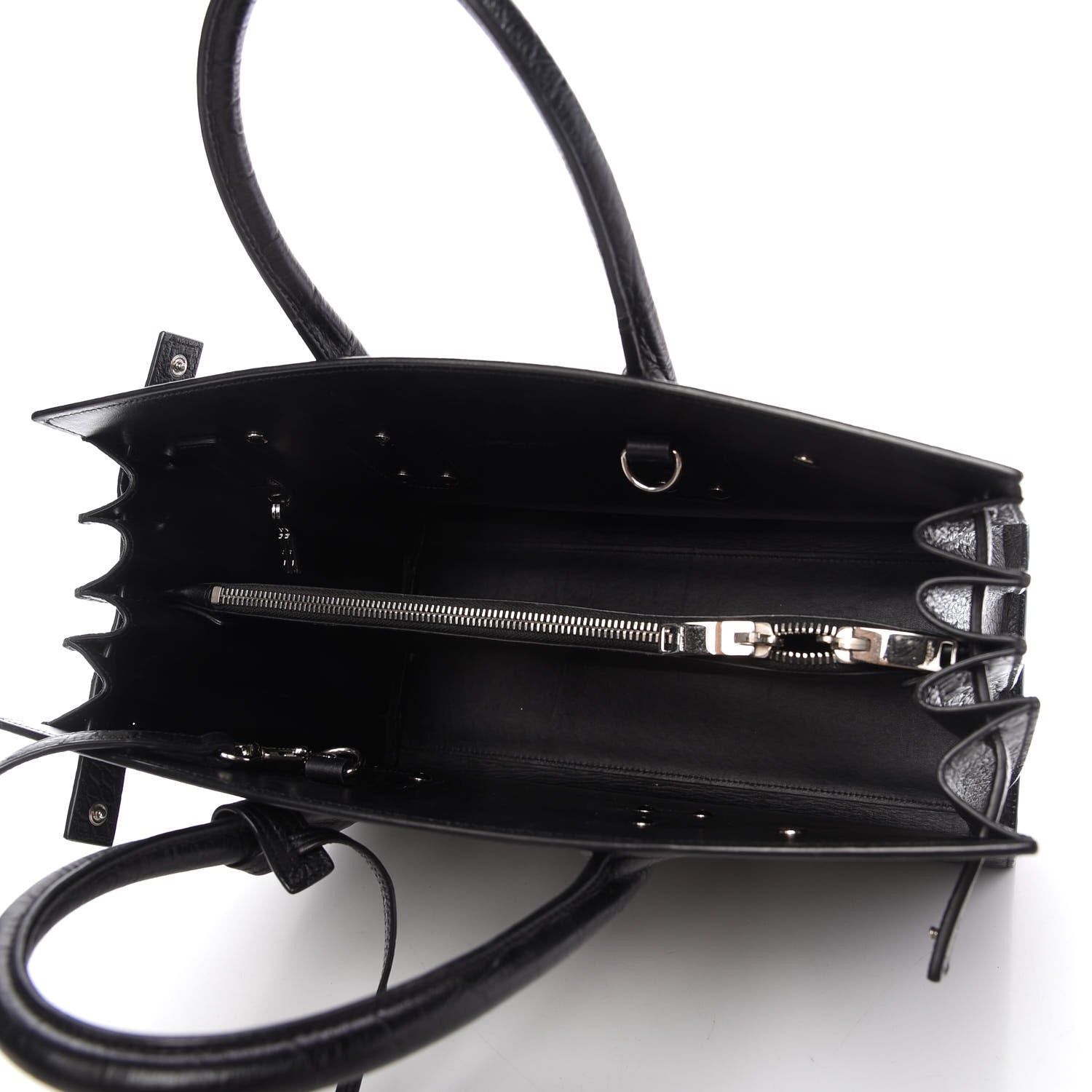 Saint Laurent Calfskin Crocodile Embossed Small Sac de Jour Black 5 of 11