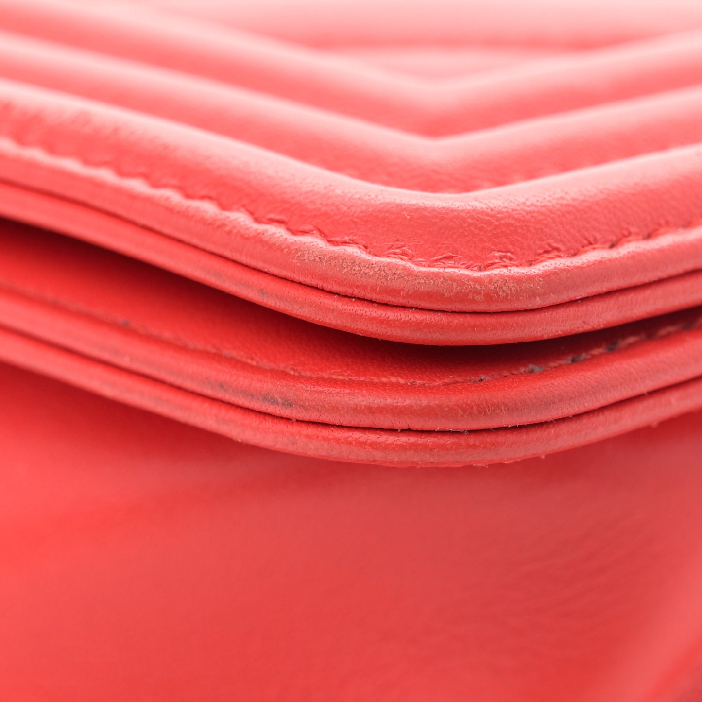 Calfskin Chevron Quilted Medium Boy Flap Red