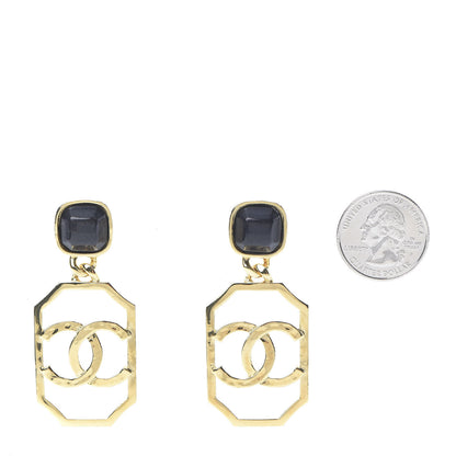 Chanel Metal Natural Stones CC Earrings Gold Blue 2 of 5