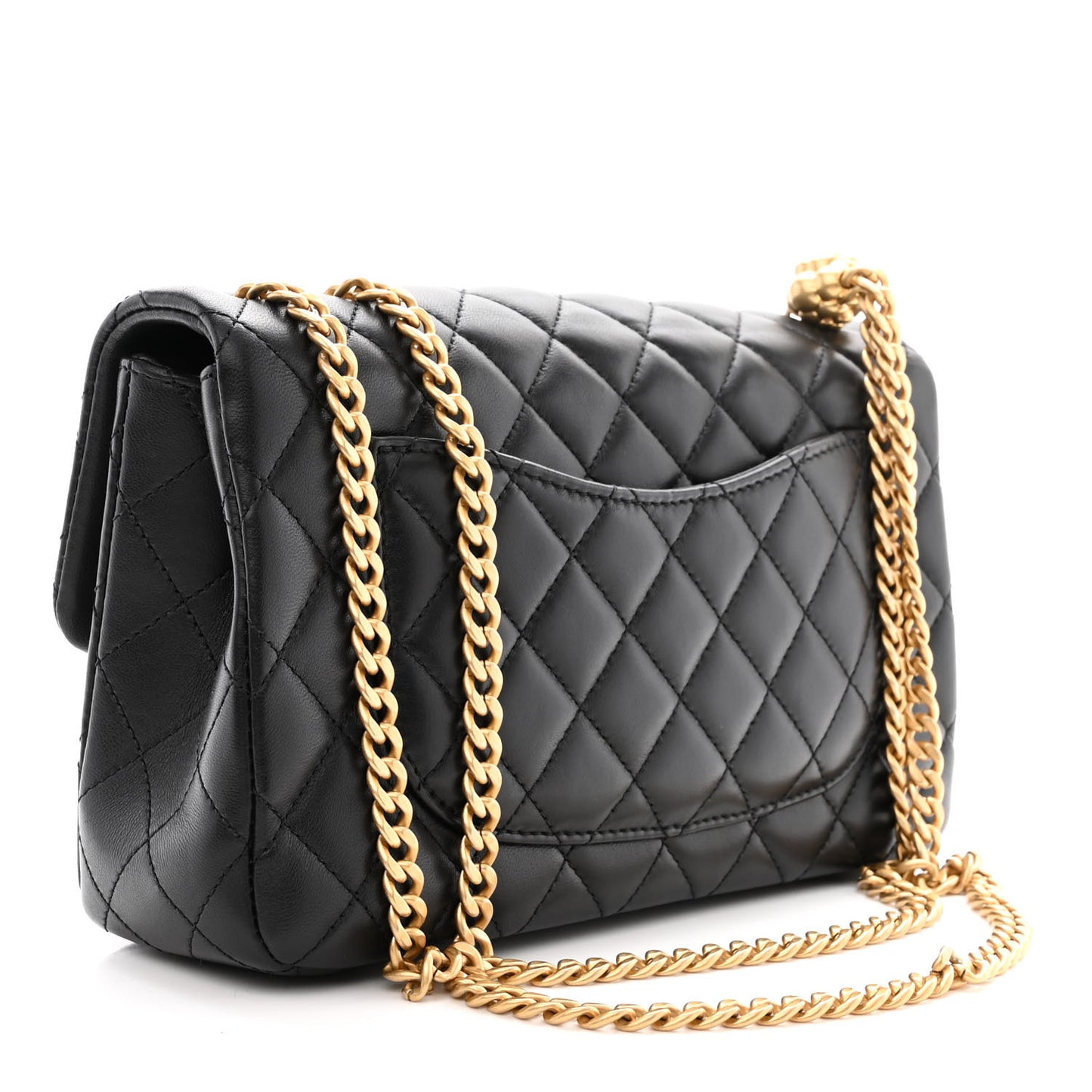 Lambskin Quilted Small Sweet Camellia Flap Black