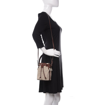 Fendi Sardinian Jacquard Vitello King F is Fendi FF 1974 Embroidered Mini Mon Tresor Bucket Bag Corda Praline 2 of 10