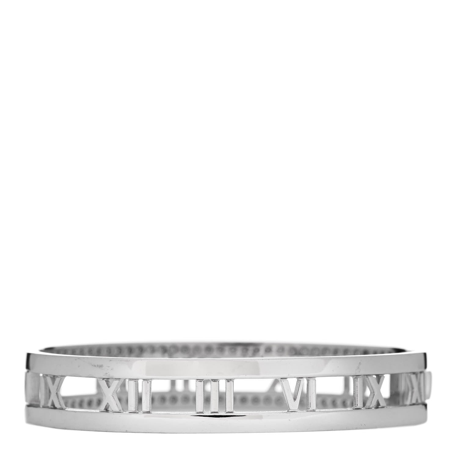 Tiffany 18K White Gold Diamond Atlas Open Hinged Bangle Bracelet 2 of 3